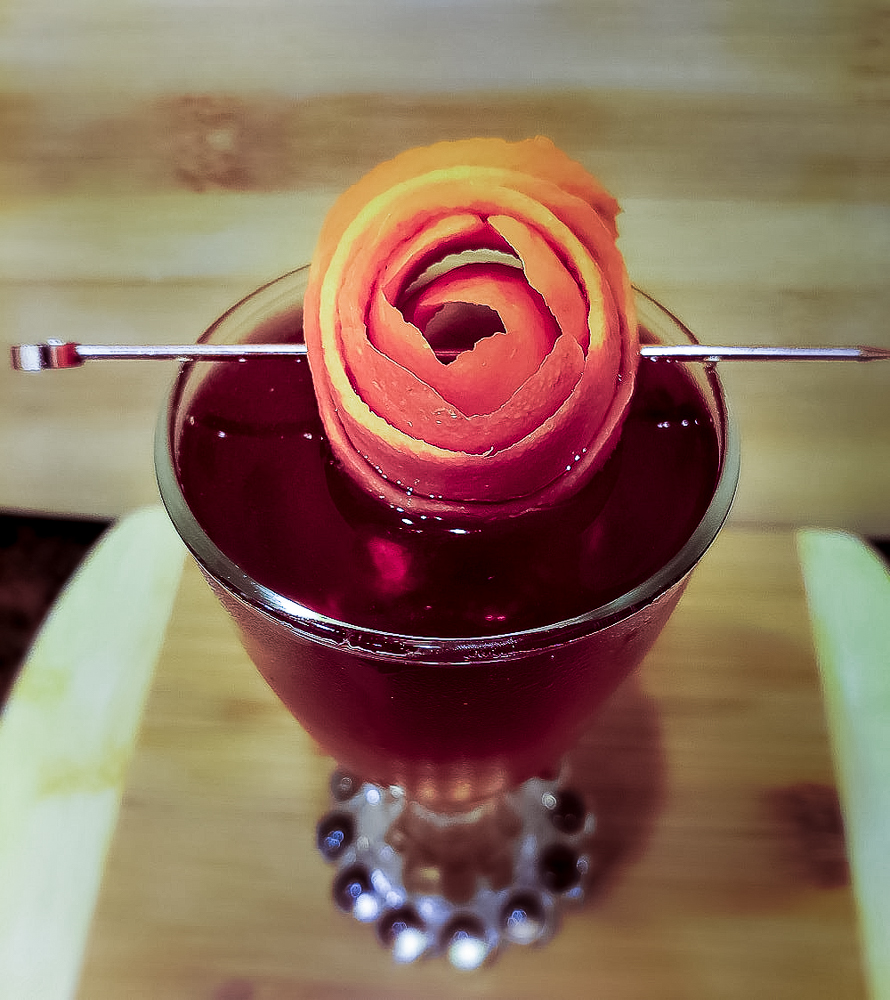 Michter's Manhattan Cocktail with rose orange garnish