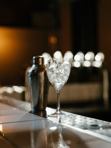 glass chilling for a cocktail