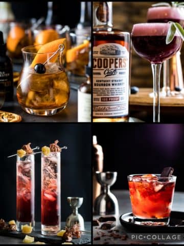 Four images of matched bourbon cocktsils