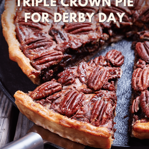 picture of a pecan pie with one piece being pulled out of it.